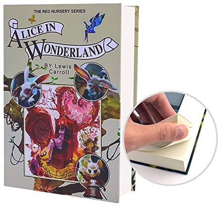 Real Pages Diversion Book Safe with Key Lock,Hollow with Secret Compartment,Anti Theft Safe (Alice in Wonderland)