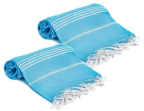 Turquoise Home, Grande Asciugamano da Spiaggia 100% Cotone - Morbido e Durevole, Telo Mare Ideale per Sauna, Spa, Yoga e Piscina, Turchese (2 Unità), 100x180 cm