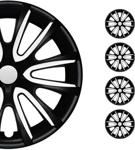 OMAC Radkappen 15 240 Schwarz Weiß Matt 4tlg | Radzierblenden, Radblenden, Einsatz, ABS