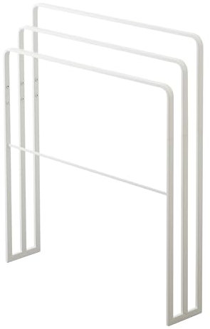 Yamazaki 4979 Tower Badetuchständer mit DREI Stangen, weiß, Stahl, minimalistisch, 70 x 14 x 81 cm