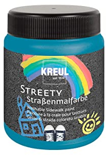 Kreul 43105 - Streety Street Paint in Bath Slippers Blue 200 ml, Washable Liquid Chalk for Painting with Brush or Roller, Liquid Street Chalk, Vegan, Dermatologically Tested, Washable