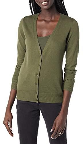 Amazon Essentials Women's Lightweight Cardigan Sweater, Olive, Medium