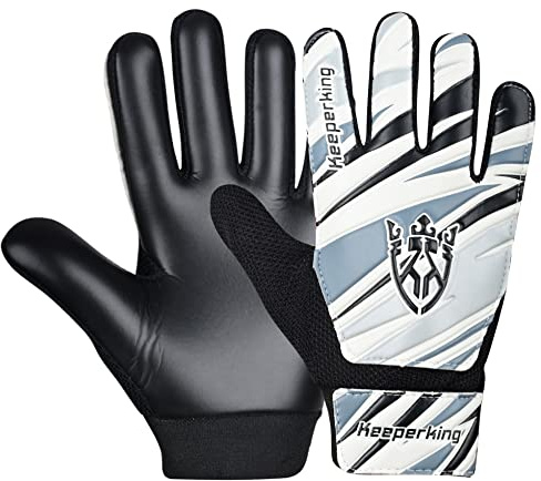 Keeperking - Guanti da portiere per bambini, ragazzi e ragazze, guanti da calcio, taglie 4-7
