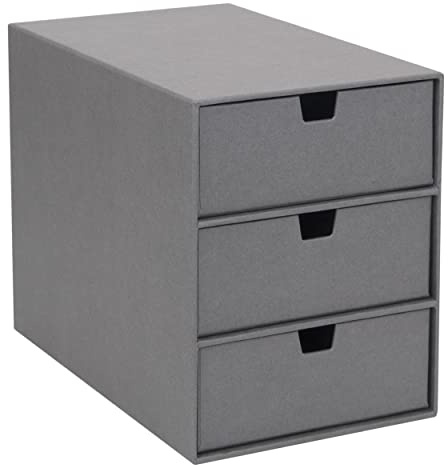 Bigso Box of Sweden rangement de tiroir pour documents et fournitures de bureau – organiseur bureau avec 3 compartiments – module de rangement bureau en panneaux de fibres et papier – gris