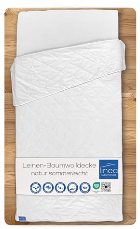 LINEA by Böhmerwald - nature - Coperta estiva in lino/cotone, 60% lino/40% cotone, anallergica, lavaggio delicato fino a 40 °C, prodotta in Germania, 200 x 200 cm
