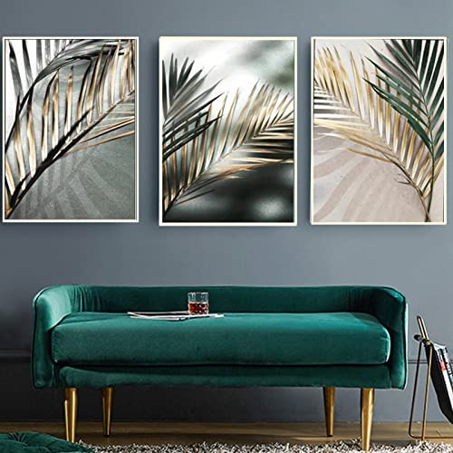 HEHGVCF Leinwand Bilder 3er Set Moderne Wandbild Poster Gold, Wald Leinwand Bilder, Poster, Kunstdruck Wohnzimmer Home Dekoration Bild Gold Rahmenlos (Grün, 50 x70cm)