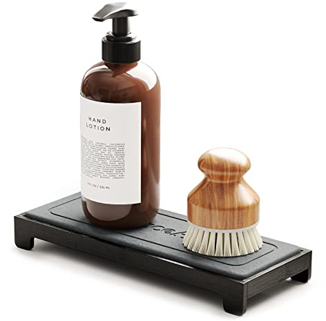 SpaceAid DryingNeat - Organizador de fregadero, organizador de fregadero de secado instantáneo, dispensador de jabón de esponja de cocina, estante de bandeja de secado rápido para encimera (estante de