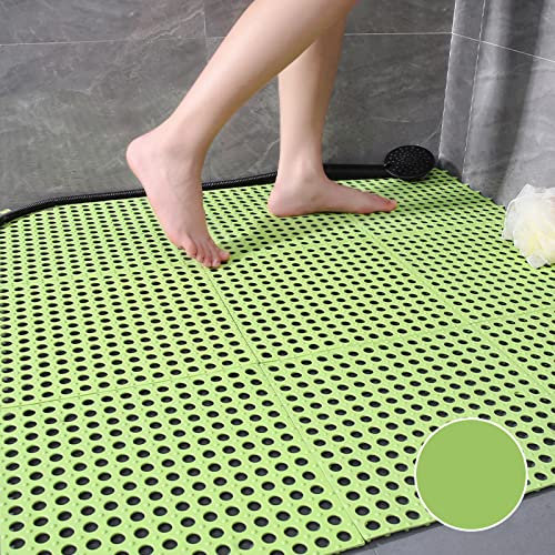 9 Pack Interlocking Floor Mat Restaurant Kitchen Mat with Drain Holes for Floor Anti Fatigue Bar Mat Door Mat Non-Slip Mat Indoor Outdoor Shower Pool Drainage Mat Durable Garage Fl(Color:grass green,)