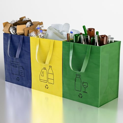 Generico DAGHome Borse Raccolta Differenziata Interno - Contenitori Raccolta Differenziata per Vetro, Carta e Plastica - Set Pattumiera colorata -