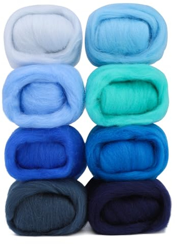 Namner Filzwolle 80g, 8 Farben Wolle zum Filzen Set, der Ozean | Nadel Filz Zubehör, Filzwolle Trockenfilzen Roving Starter Kit für DIY Handwerk