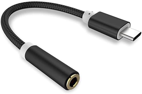 Adattatore da USB C a jack audio da 3,5 mm, cavo in nylon intrecciato, adattatore per cuffie con cavo, adattatore per smartphone tipo C, convertitore audio piacevole e abile