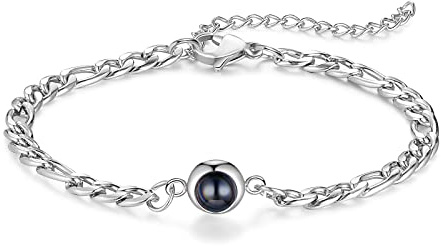 ALBERTBAND Personalisierte Projektion Armband Foto Armband mit Bild Rostfreier Stahl Personalisierte Geschenke für Damen, Mädchen, Freundinnen, Ehefrauen, Großmütter, Paare