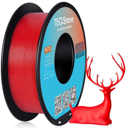 TEQStone PETG Filament 1.75mm Rot 1KG, Maßhaltigkeit +/-0.02mm Spule Sauber Gewickelt 3D Drucker Filament Vakuumverpackung