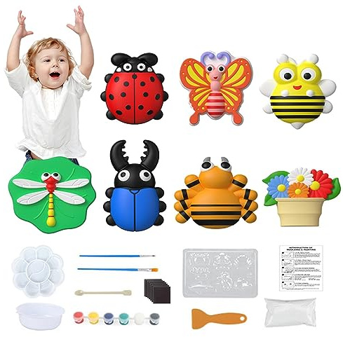 Moxeupon Peinture au plâtre - Ensemble Peinture Bricolage pour Moule en plâtre Parent-Enfant | Stylo Aquarelle 12 Couleurs et 6 Formes Dinosaure en plâtre Kit Peinture en