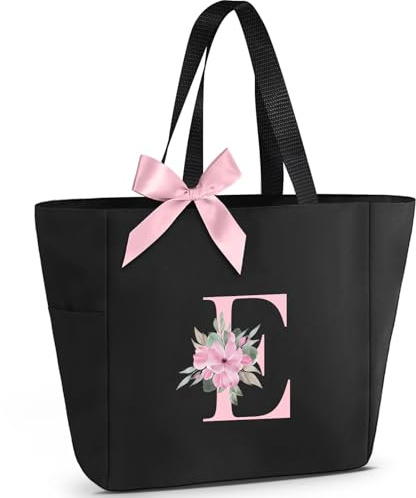 Vavabox A-Z Initial Personalized Tote Bag, Waterproof Gifts for Women, Bridesmaids, Mom, Teachers, Friends