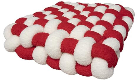PTKG Kissen Deko Kuschelkissen Plüsch-Knoten-Ball-Kissen Geknotetes Kissen Knot Kopfkissen Dekokissen flauschig Zierkissen geflochten für Sofa, Bett, dekorativ,O,40×40×12CM