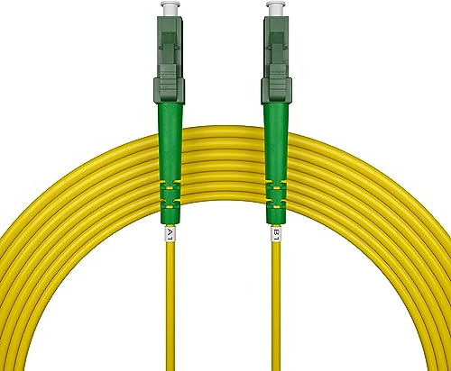 nexinex - 50m Glasfaserkabel LC/APC auf LC/APC Patchkabel | Kompatibel mit Telekom, Vodafone, 1&1, Fritzbox, etc. | LWL Simplex Singlemode OS2 FTTH Glasfaser Lichtwellenleiter Kabel