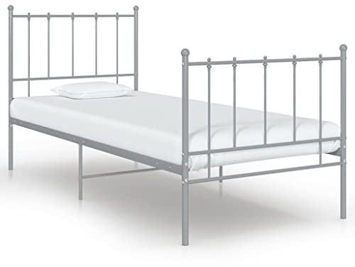 ZQQLVOO Bettgestell Familienbett Palettenbett Bett Grau Metall 100x200 cm