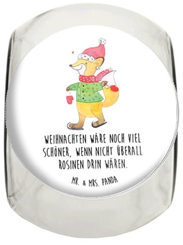 Mr. & Mrs. Panda Frischhaltedose Fuchs Schlittschuhe L 870ml - Geschenk, Weihnachten, aufbewahrungsglas, Winter, Weihnachtsbaum, Kaffeedose, Vorratsbehälter, glasbehälter, Heiligabend, Tannenbaum