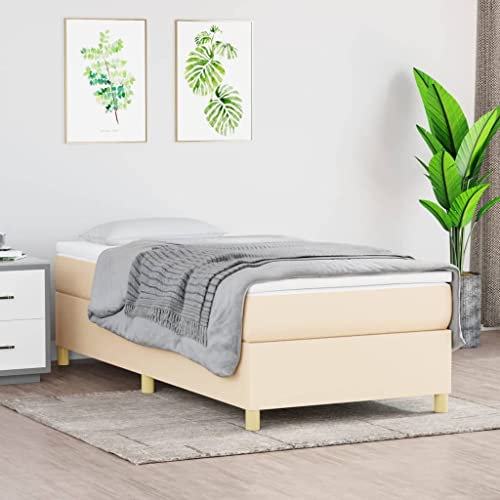 FUDUGEHMIOFWFJJ Boxspringbett mit Matratze Creme 80x200 cm Stoff, Murphy Bed daybed tagesbett tagesbett ausziehbar Geeignet für Schlafzimmer