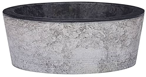 ARKEM Waschbecken Schwarz Ø40x15 cm Marmor Aufsatzwaschbecken Hängewaschbecken Keramik Waschbecken Handwaschbecken