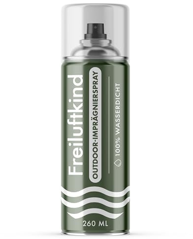 Freiluftkind® Das Original Imprägnierspray für Schuhe und Textilien – 260 ml Schuhimpregnierspray wasserdicht – Imprägnierung Schutz gegen Regen und Schmutz für Schuhe, Kleidung und mehr