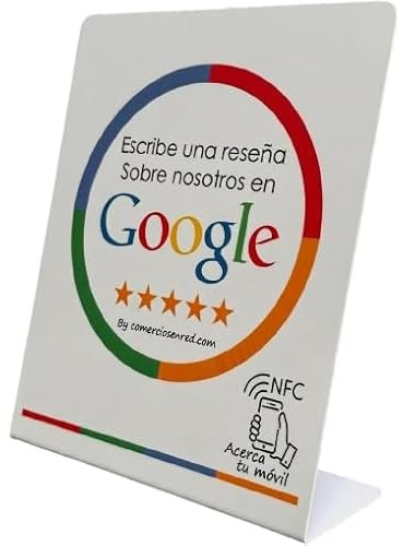 Genérico Soporte NFC para reseñas de Google en Dispositivos móviles de Forma Sencilla. Pegatina de 12cm x 12cm de Regalo.
