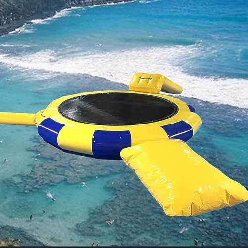 Inflatable Water Trampoline, Lake Trampoline, Adult And Children's Slide/Lake Trampoline Inflatable Swimming Platform with Slide Tube And Diving Pillow Bag,10FT