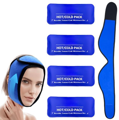 4 Stück Kühlpads Gesichts Gel Weisheitszähne, Freihändig Weich kühlpacks TMJ-Schmerzlinderung und Schmerzen nach Gesichtsoperationen Beseitigung von Gesichtsödemen Zahnschmerzen