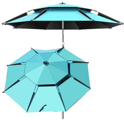 Ombrellone Da Spiaggia Inclinabile 260cm Ombrellone Da Giardino Da Esterno Portatile Ombrellone Da Spiaggia Pesca Antivento Protezione UPF 50+(2.40m/8ft)