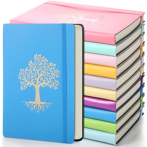 Dispowreath 10 Pack Lined Journal Notebook A5 Leather Hardcover Journals for Writing 200 Pages 10 Colors Notepad for Travel Work School Office Business Note Taking Diary 5.7 x 8.3 (Pastel Color)