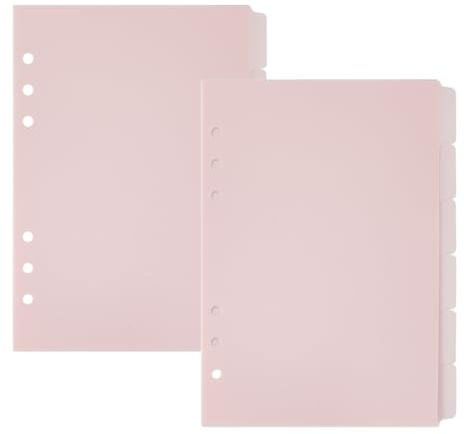 SUPERFINDINGS 12 ark A5 registerbindare avdelare 21 x 15,5 cm rosa bindare avdelare med flikar vertikal 6 ring plastavdelare matt registerdelare för planerare och anteckningsbok