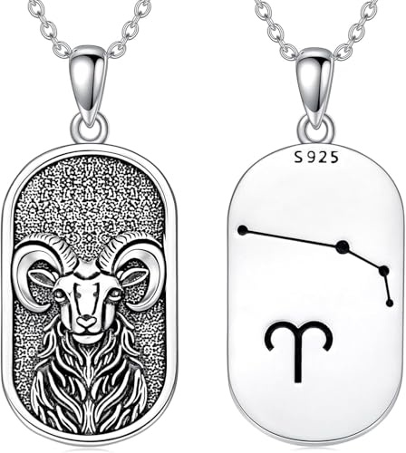 enjoylifecreative stjärntecken skorpion/lejon/vädur halsband för män kvinnor 925 sterlingsilver stjärnbilder horoskop hänge smycken presenter för män kvinnor, Sterlingsilver, Ingen ädelsten