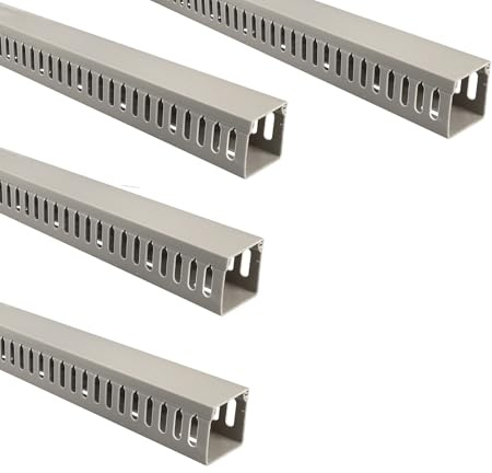 Jandei - Lot de 4 goulottes rainurées pour câbles, organisateur de bureau, couvercle en PVC, couleur grise, longueur 1 mètre (40 x 40 mm)