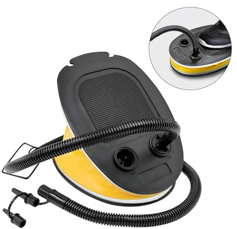 Foot Pump for Airbed | 5L Air Pump for Inflatables Manual | Lightweight & Portable Paddling Pool Foot Pump | Manual Air Pump With 2 Nozzles | Footpump for Air Mattress, Camping Bed, & Swimming Pool
