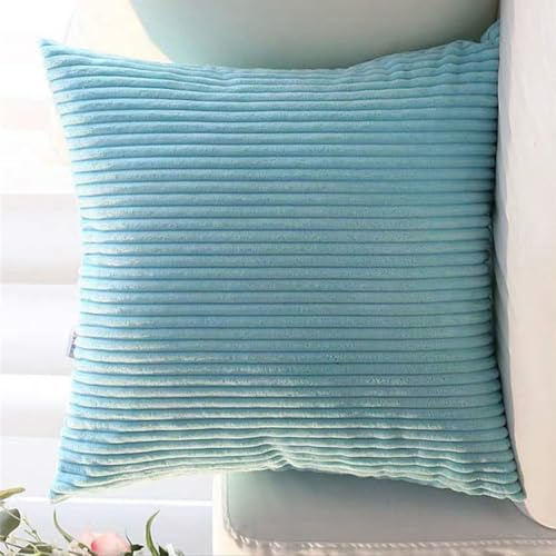 Kissenbezug 80x80, Sofa Kissenbezüge 40x80,65x65 Kord Zierkissenbezug Dekokissen Sofakissen Bezug Groß Kissenhülle Dekorative Weiche Zierkissenbezüge Kissen Bezug(Light Aqua,32x32 inch 1pc)