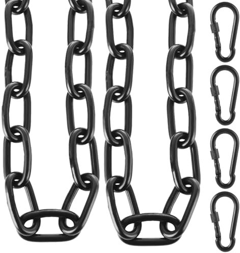AKOLAFE 2 Set 3/16 Black Chain Link 20” Long Heavy Duty Chain Bulk Decorative Chain for Hanging Hammock Chair Metal Porch Swing Chain Kit Stainless Steel Gate Chain for Outdoor Fence Punching Bag