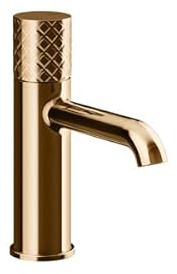 Gessi Habito - Miscelatore monopulsante per lavabo, con beccuccio, senza scarico, 131 mm, INTRECCIO 70102, colore: bronzo caldo PVD