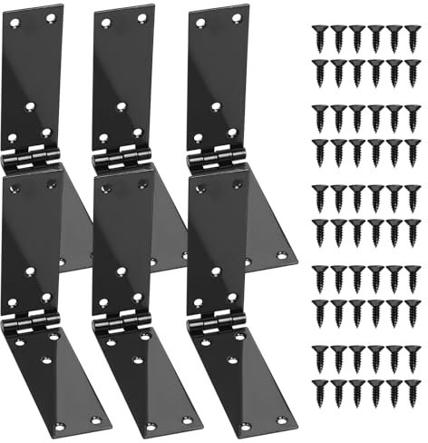 Charnières de Caisse en Acier galvanisé de LiYiJiKeJi, 6 Pcs, 200 x 35 mm, Noir