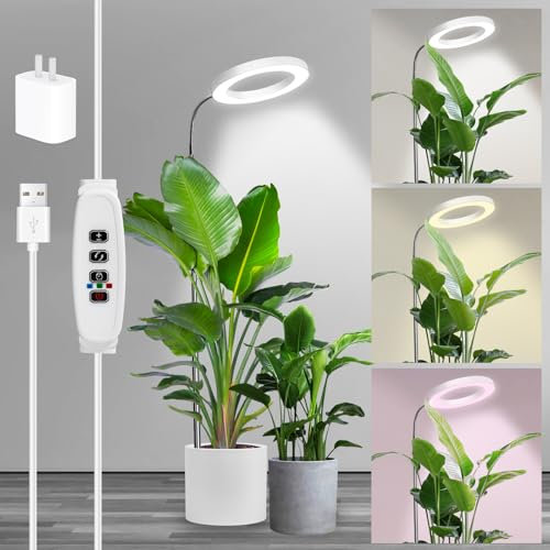 Pflanzenlampe Led Vollspektrum, Pflanzenlicht mit Auto Timer 3 Farben 10 Helligkeiten, 72 LED Grow Light, Höhenverstellbares, LED Pflanzenlampe für Zimmerpflanzen, mit 3/9/12 Std Zeitschaltuhr