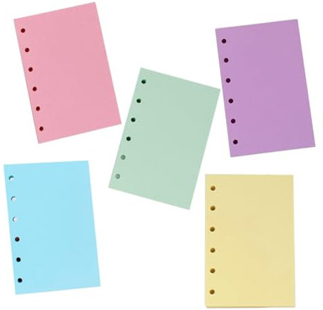 Operitacx Nachfüllpapier A7 Ringbuch 250 Seiten Farbiges Liniertes 6-loch Papier Lichtbeständig Für Organizer Planer Notizbuch
