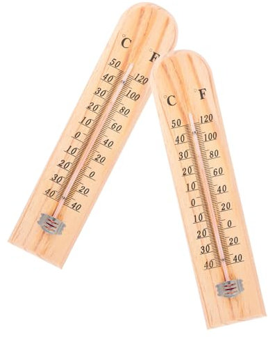 Termometro da Parete in Legno 2 Pezzi, Colore Khaki