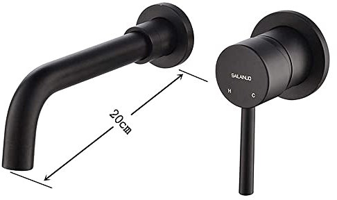 -Taps,Faucets,Concealed Embedded Cold Heat Faucets Wall Buried Water Bathroom Cabinet Faucet Taps Washbasin Wash Your Face Basin Retro Black Rotate Water-Tap Copper15 cm/Black 20 cm