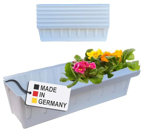Hossi's Wholesale 6 europaletter blomlådeinsatser | med hängsystem för upphängning | 37,3 cm vit | växtlåda för europeisk pallpall | balkonglåda | blomkruka | extremt stabil