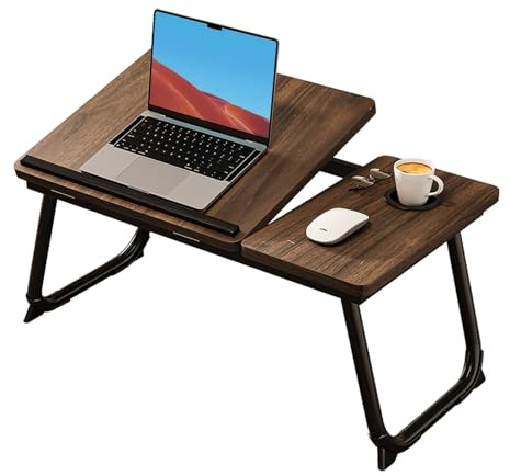 Dokkome laptopbord säng hopfällbar laptop sängbord anteckningsbord bäddbord matbord sängbricka tidig duk i sängen fällbord sängbricka Lapdesk brun