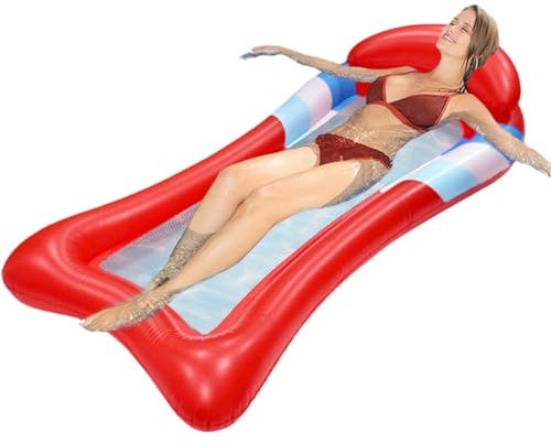Rrlihjgu Inflatable Floating Bed, Float Tanning Bed Pool - Adult Folding Water Lounger with Mesh | Recumbent Tan Raft Comfortable Tanning Accessories
