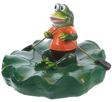 FONDOTIN Schwimmende Froschfigur Aus Resin Lotusblatt Gartendekoration Außen Teichdeko Miniteich Schwimmende Teichfigur Niedliche Teichdeko Pool Deko Gartenornament