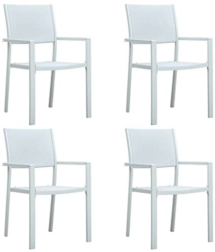XINCXIN Gartenstühle 4 STK., Chair Gartensessel Terrassenstühle Korbsessel Geeignet für Garden Outdoor Terrace Pool Weiß Kunststoff Rattan-Optik