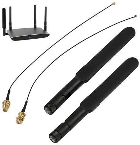 WiFi Antenna Aerial 2.4GHz 5GHz 5.8GHz 8dBi RP-SMA Male MHF4 to RP-SMA Female Cable (2-Pack) for Intel AX200, 8265AC, 7265AC M.2 NGFF WiFi Cards – 2.4GHz/5GHz High Gain Laptop Antenna Kit