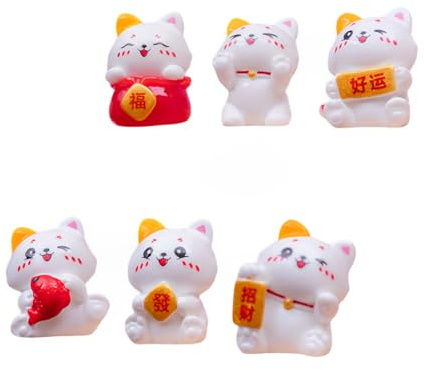 JPORSHU 18Pcs Mini Resin Cat Lucky Neko Ornaments,24mm Mini Cute Maneki Figurines,Suitable for Car, Home, Office, Micro Landscape Decorations, DIY Handicrafts